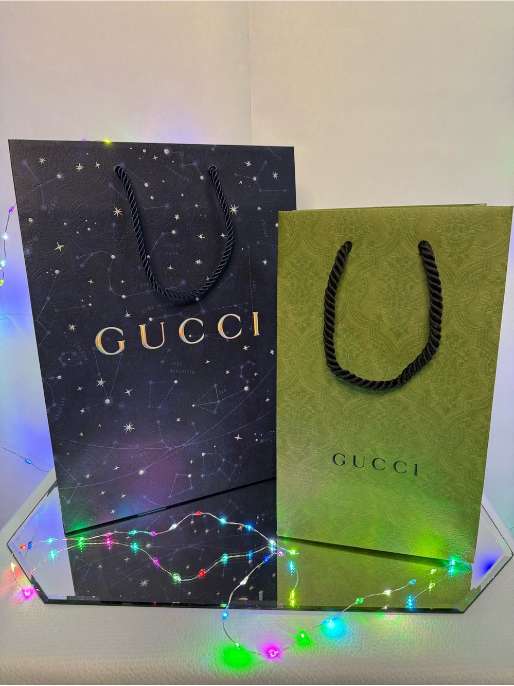 Gucci Constellation Print Blue & Textured Green Luxury Bags